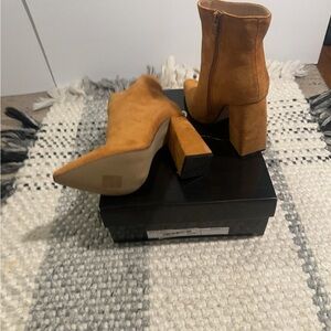 Suede Ankle Boots - Tan